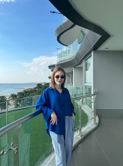 Women Casual Long Sleeves Shirt With Stripes Trousers